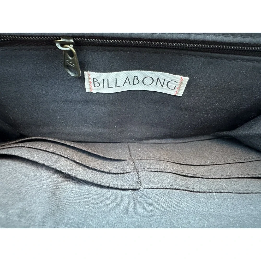 Billabong Canvas Wristlet Wallet Eye Print‎ Black Boho Surf Zip Pouch 9x5